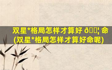 双星*
格局怎样才算好 🐦 命(双星*
格局怎样才算好命呢)